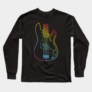 P-Style Bass Guitar Body Colorful Outline Long Sleeve T-Shirt